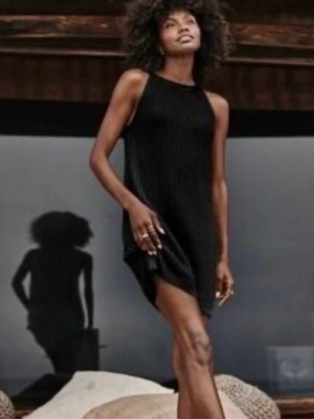 Summersalt Classic Black Crochet Knit Tank Dress